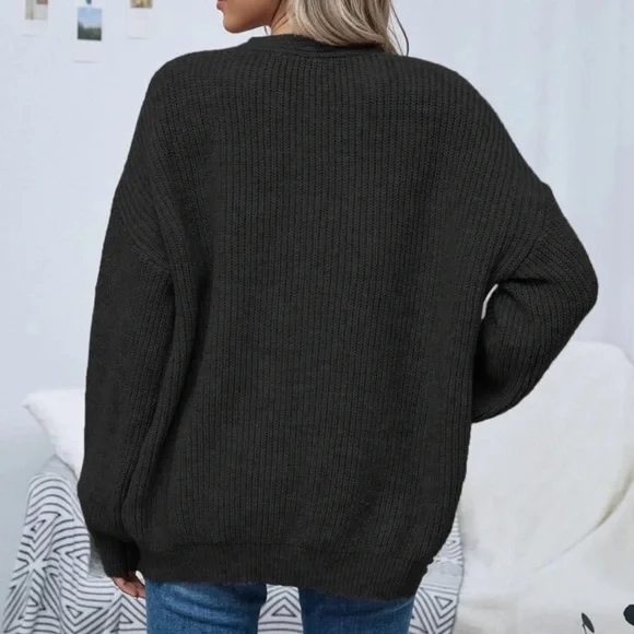 Soft knit drop shoulder oversized cardigan sweater tan - Picture 13 of 16